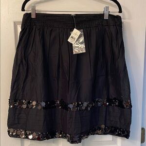 LOFT Black Bubble Mini Skirt with Pleated Sequin Details